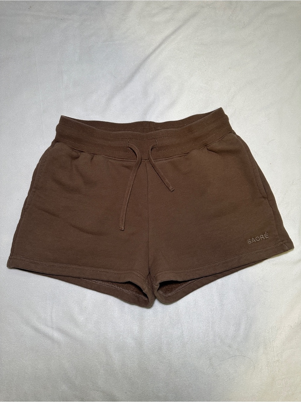 SACRÉ Brown Fleece Lounge Shorts Drawstring Athleisure Size S